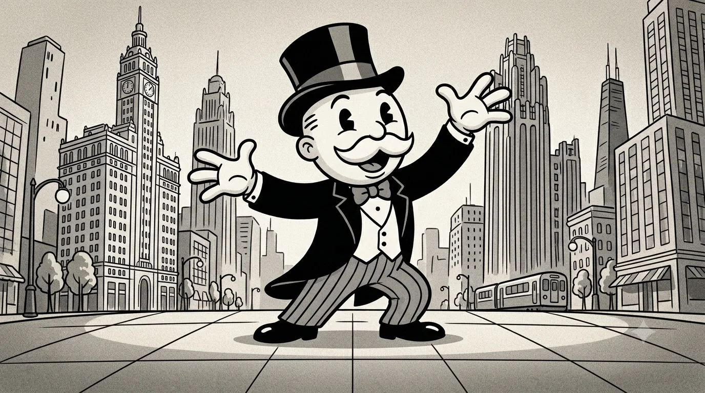 Illustration of a property management company taking a cut of money while a condo board does the real work