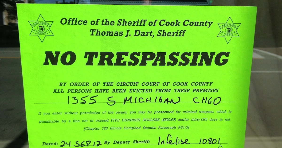 no trespassing notice cook county